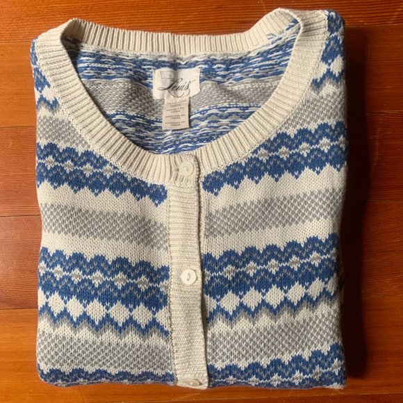 LEVI'S Blue Cream Fair Isle Sweater M - Picture 4 of 6